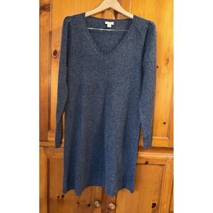 Sundance 100% Cashmere Sweater Dress Gray Long Sleeve Women's Small V Neck Soft
